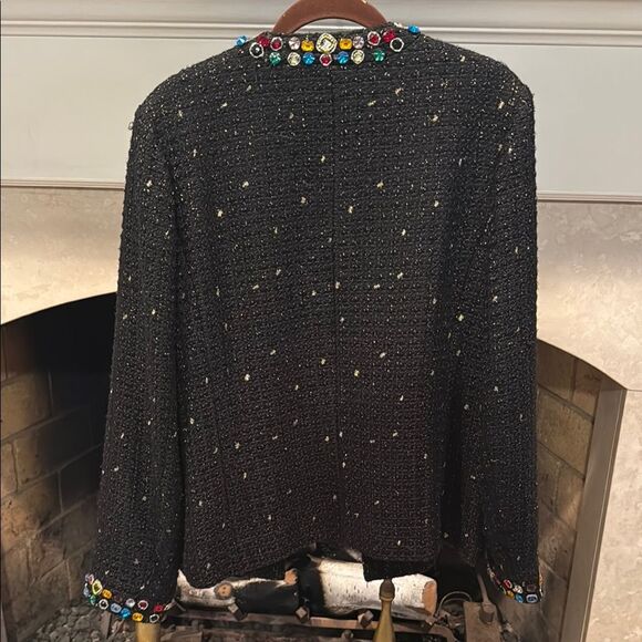 Berek Black Blazer with gold tread and beaded embellishment size XL - Picture 7 of 8